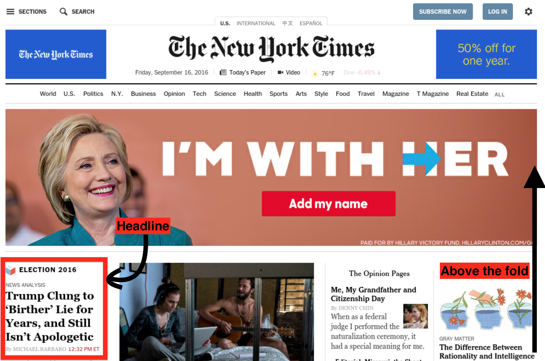 Example NYT screenshot from September 16th