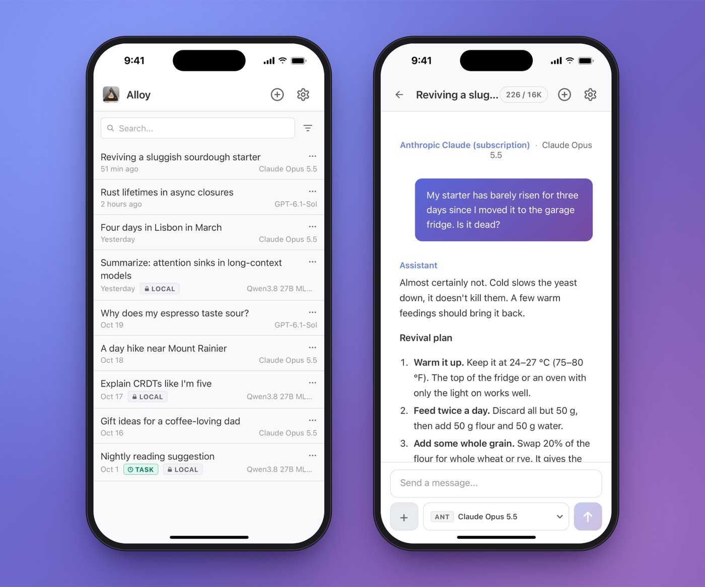 Alloy running as a PWA on my phone