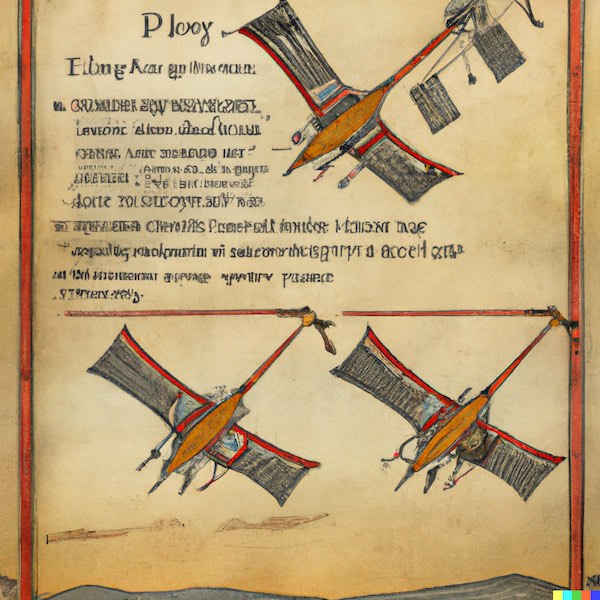 Generated image of a codex with helicopters.